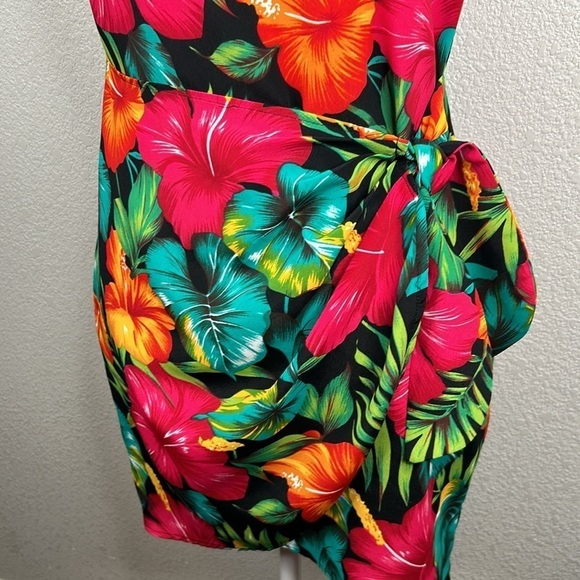 La Belle Hawaiian Tropical Vintage Front Wrap Dress Size Large - Picture 3 of 6